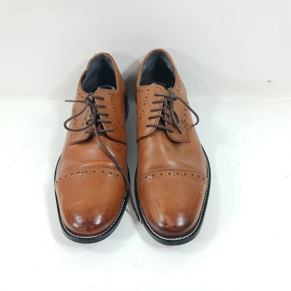 Nunn Bush Mens 10.5 M‎ Brown Leather Cap Toe Brogue Oxford Dress Shoes 84526-221